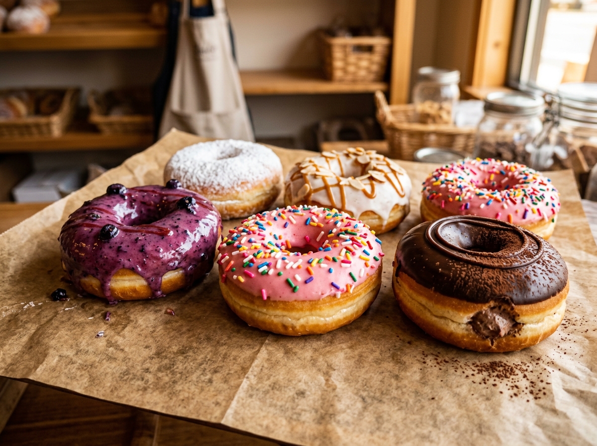 Chocolate & Blueberry Iced Donuts